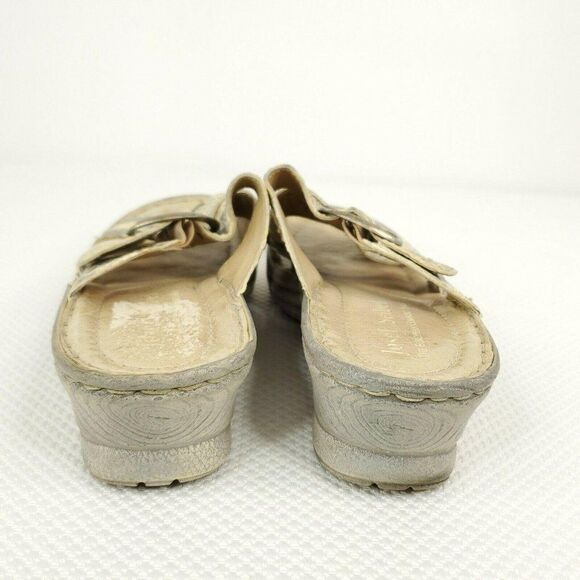 Josef Seibel Snake Print Slides Sandals Leather Size 37 Beige - Picture 5 of 6